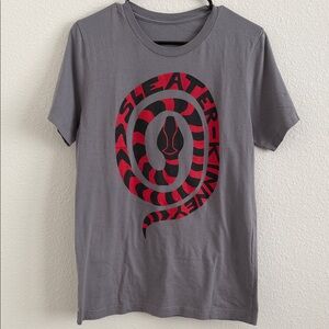 Sleater-Kinney Gray T-Shirt with Red and Black Snake Design